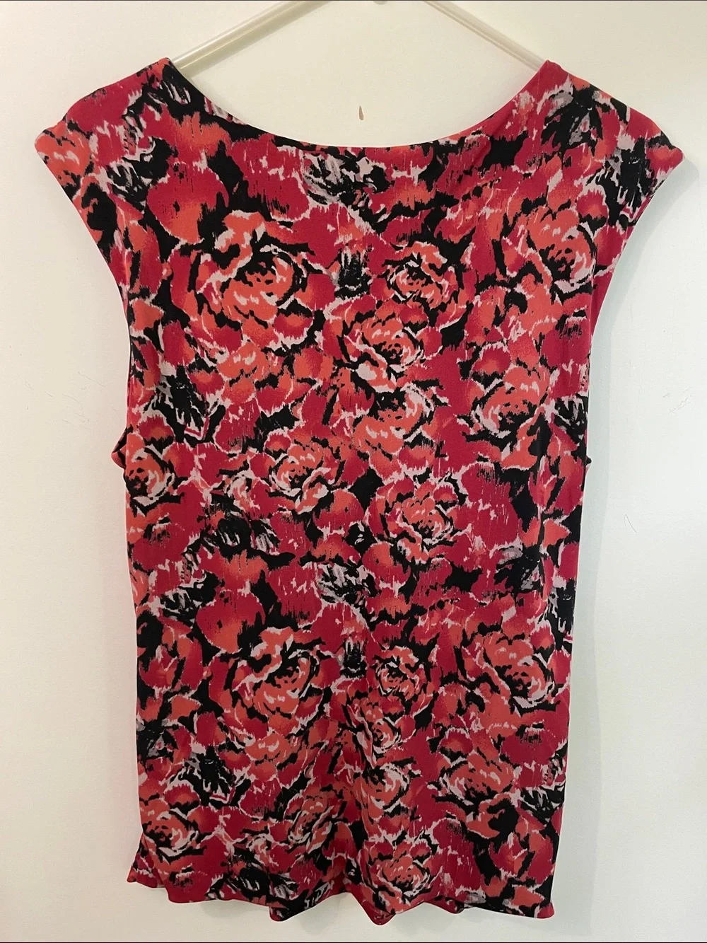 Classiques Entier Red and Black Floral Scoop Neck Lined Sleeveless Blouse XL